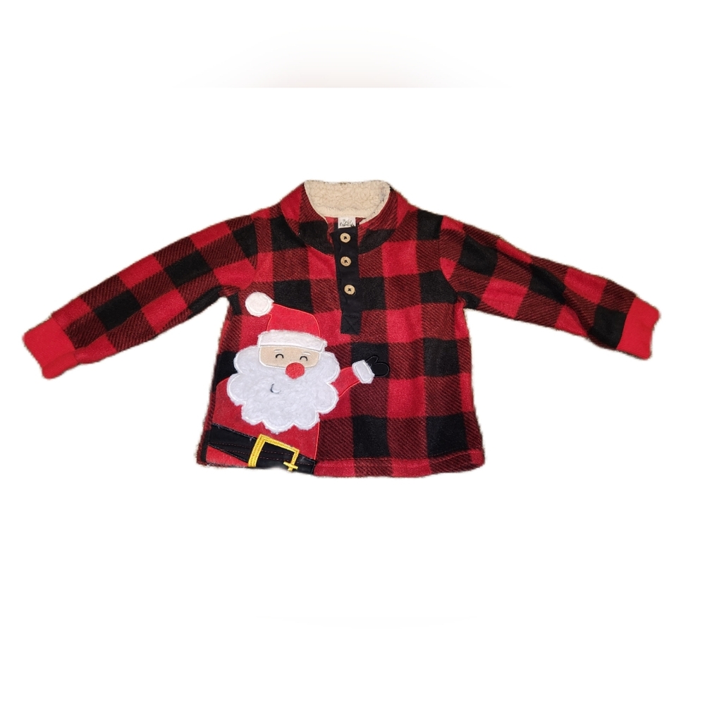 💓3/$15 Baby Essentials 12 Months Buffalo Checkered Plaid Santa Sweater